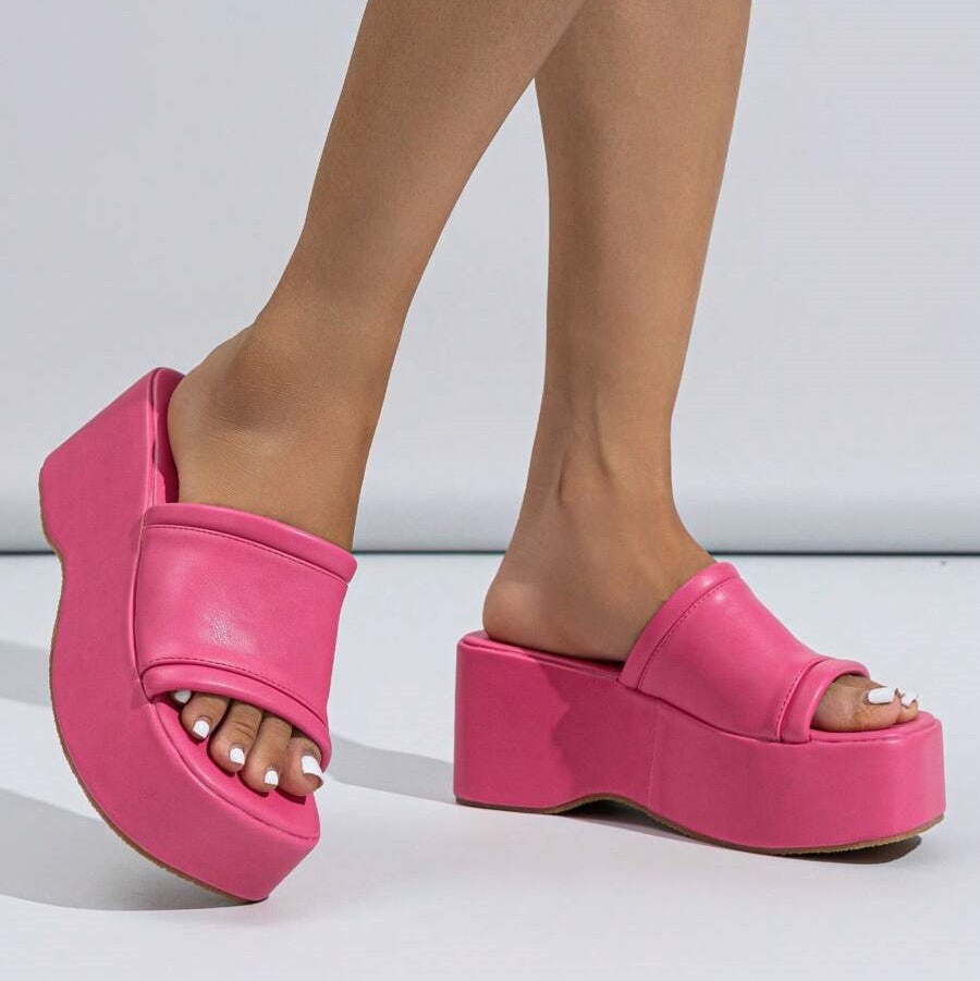 Pink Platform Slide Sandals