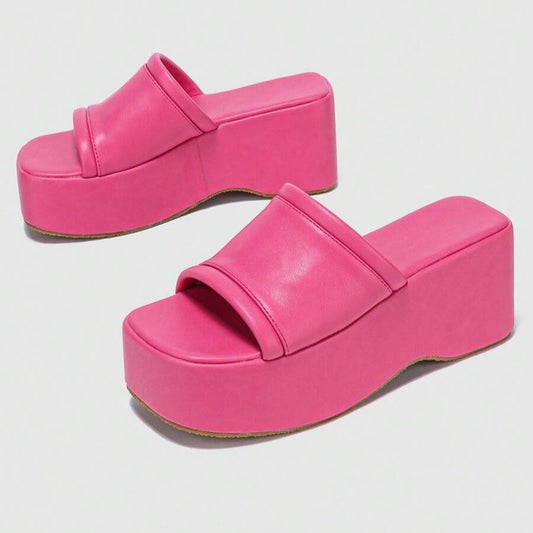 Pink Platform Slide Sandals
