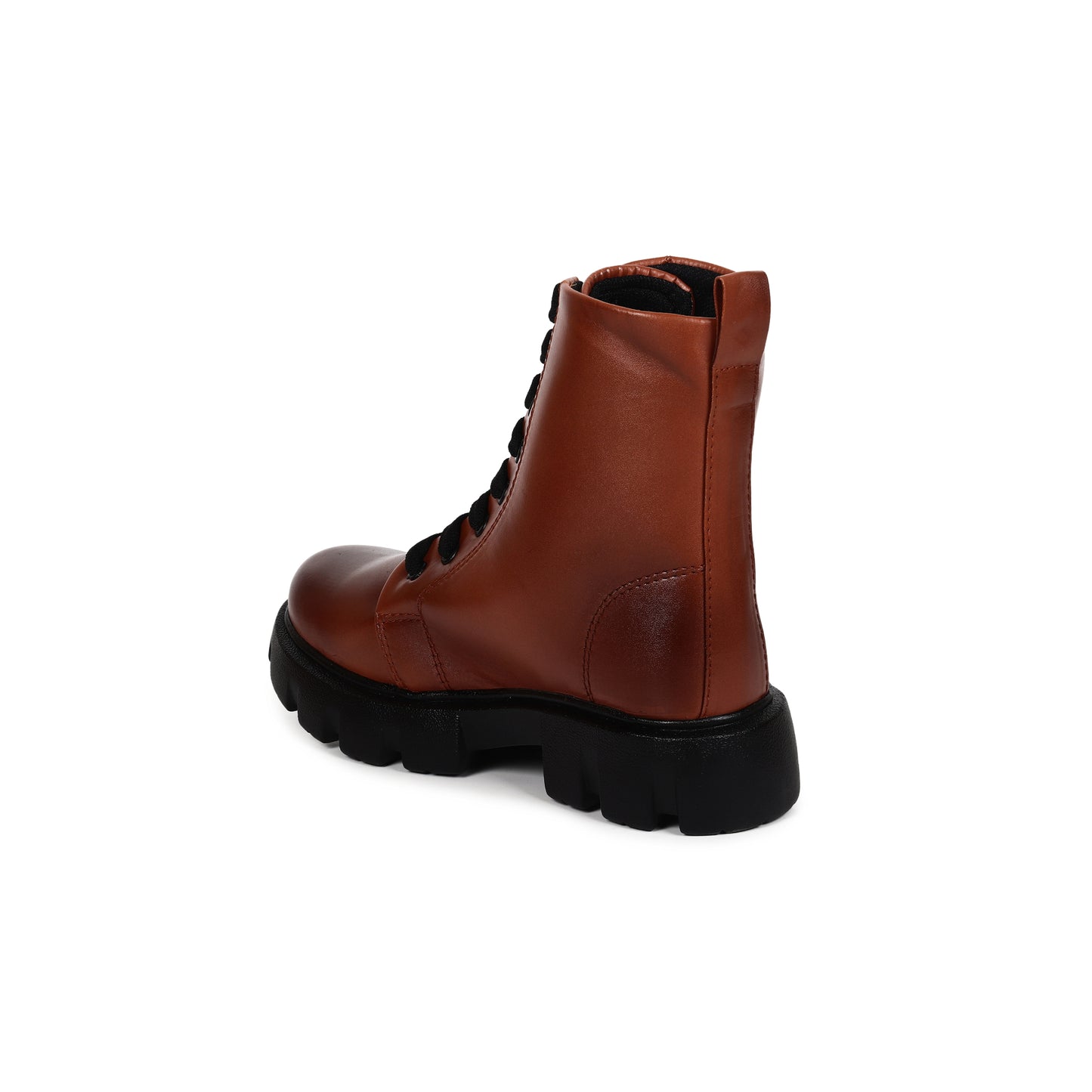 Patent Leather Tan High Ankle Boots for Women