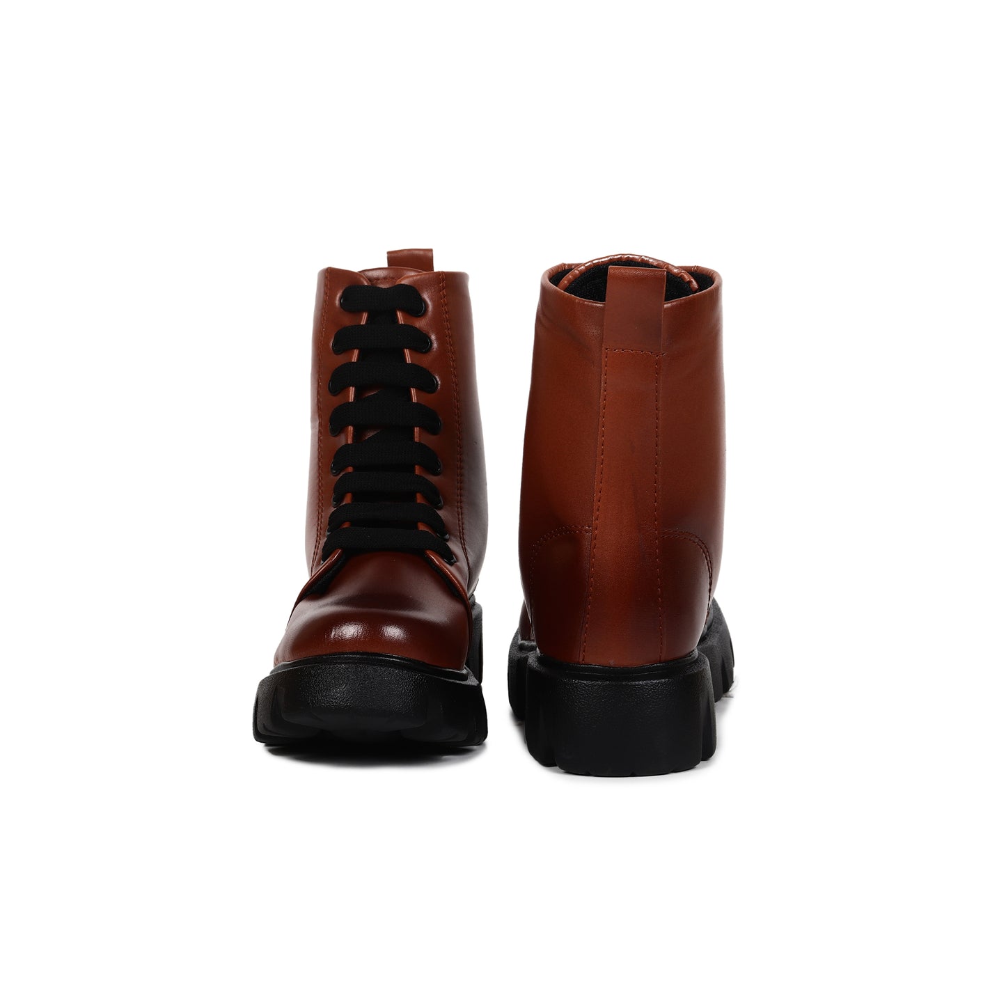 Patent Leather Tan High Ankle Boots for Women