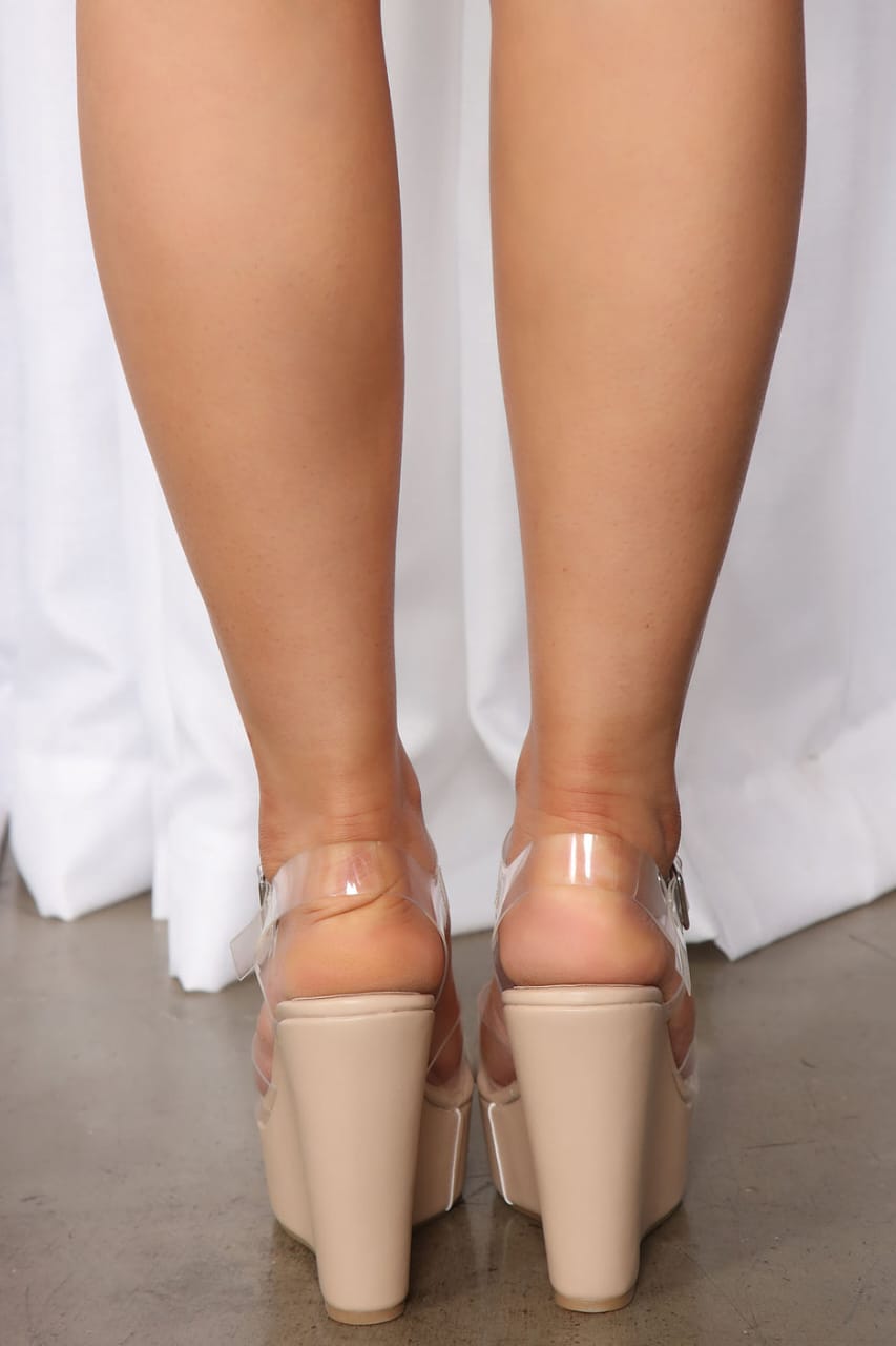 Clear Vision Nude Wedges