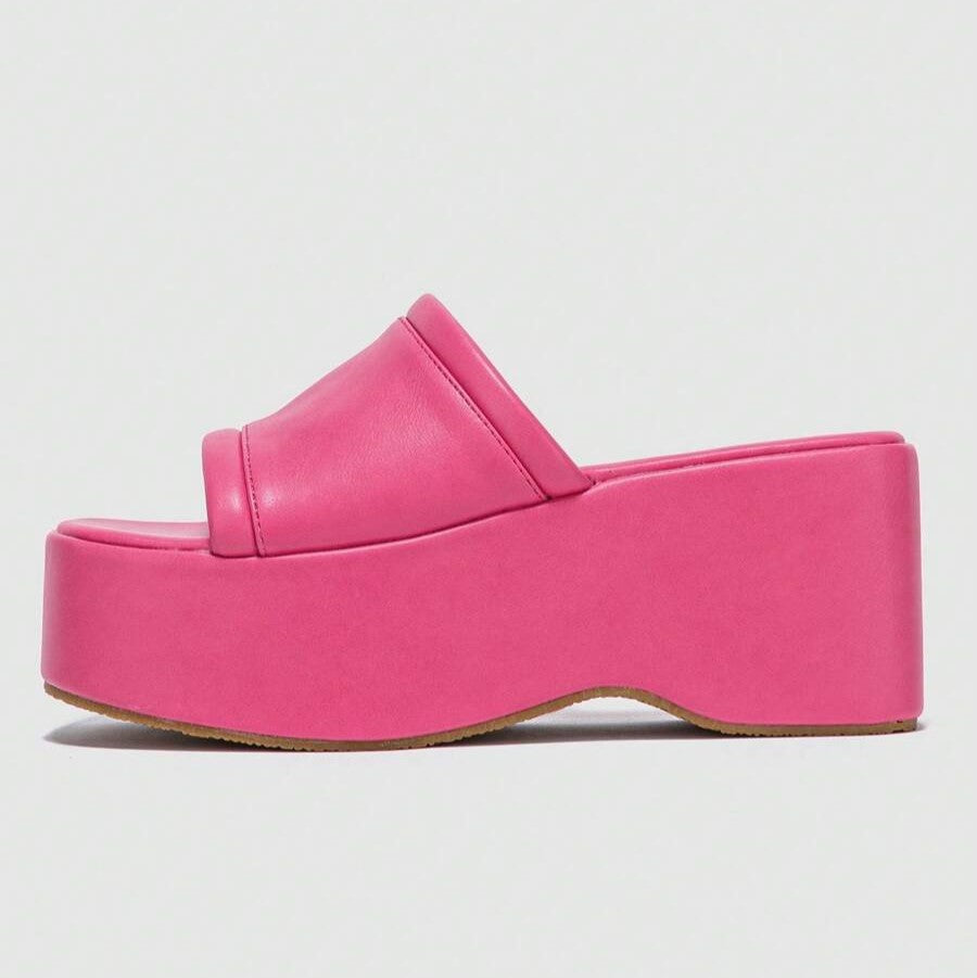 Pink Platform Slide Sandals