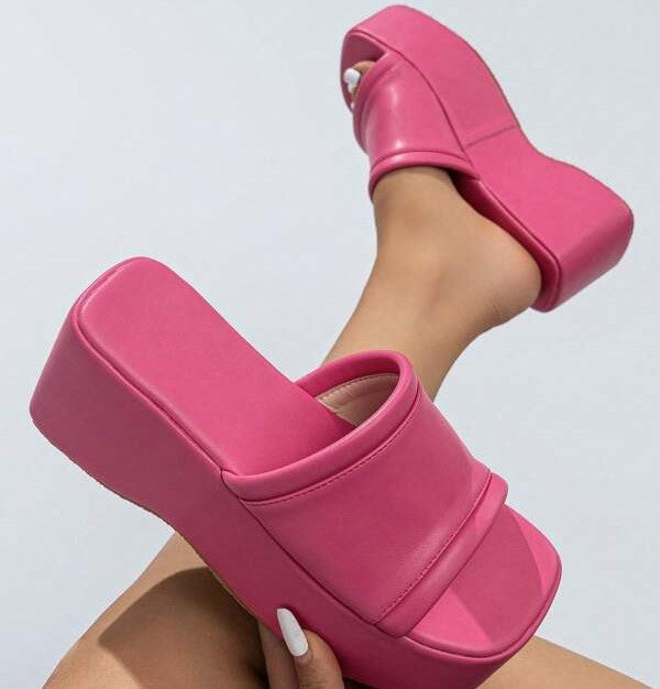 Pink Platform Slide Sandals