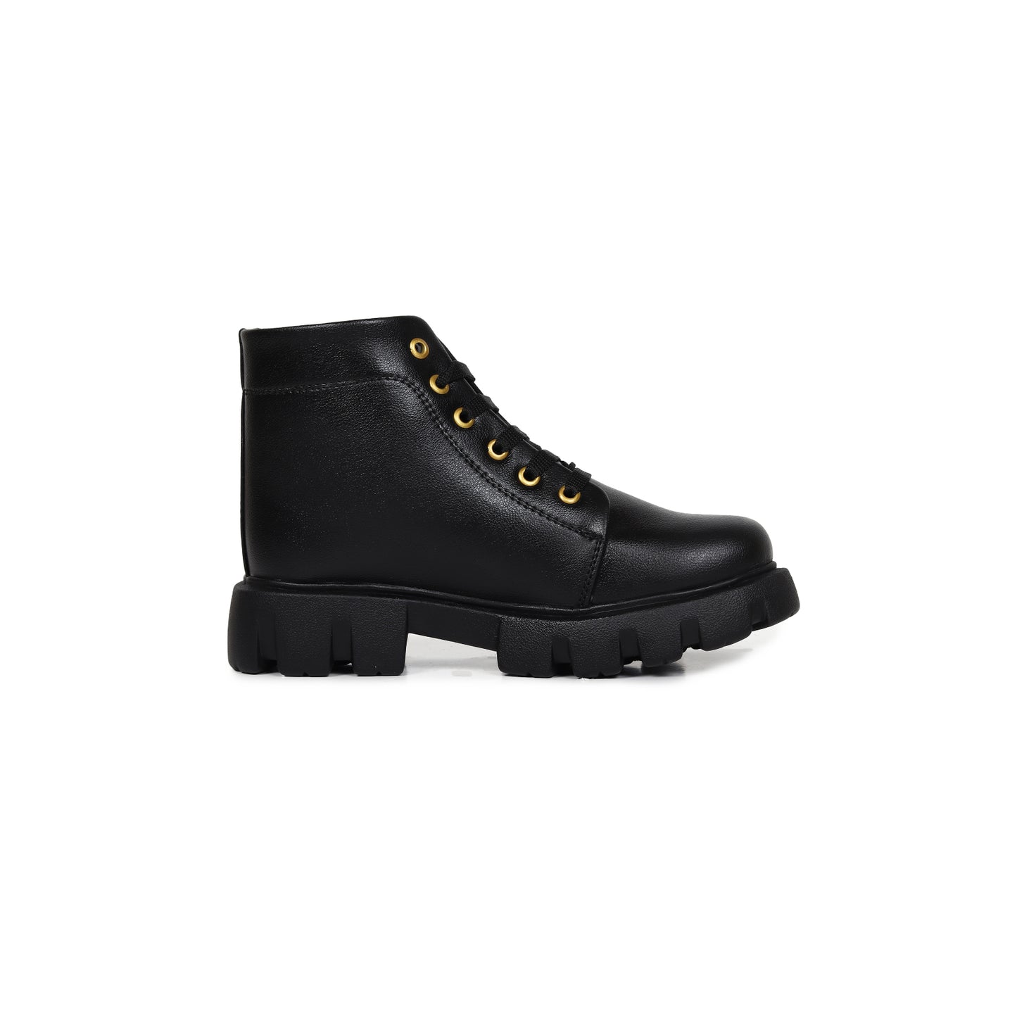 Classic Black Low Ankle Chunky Boots for Women