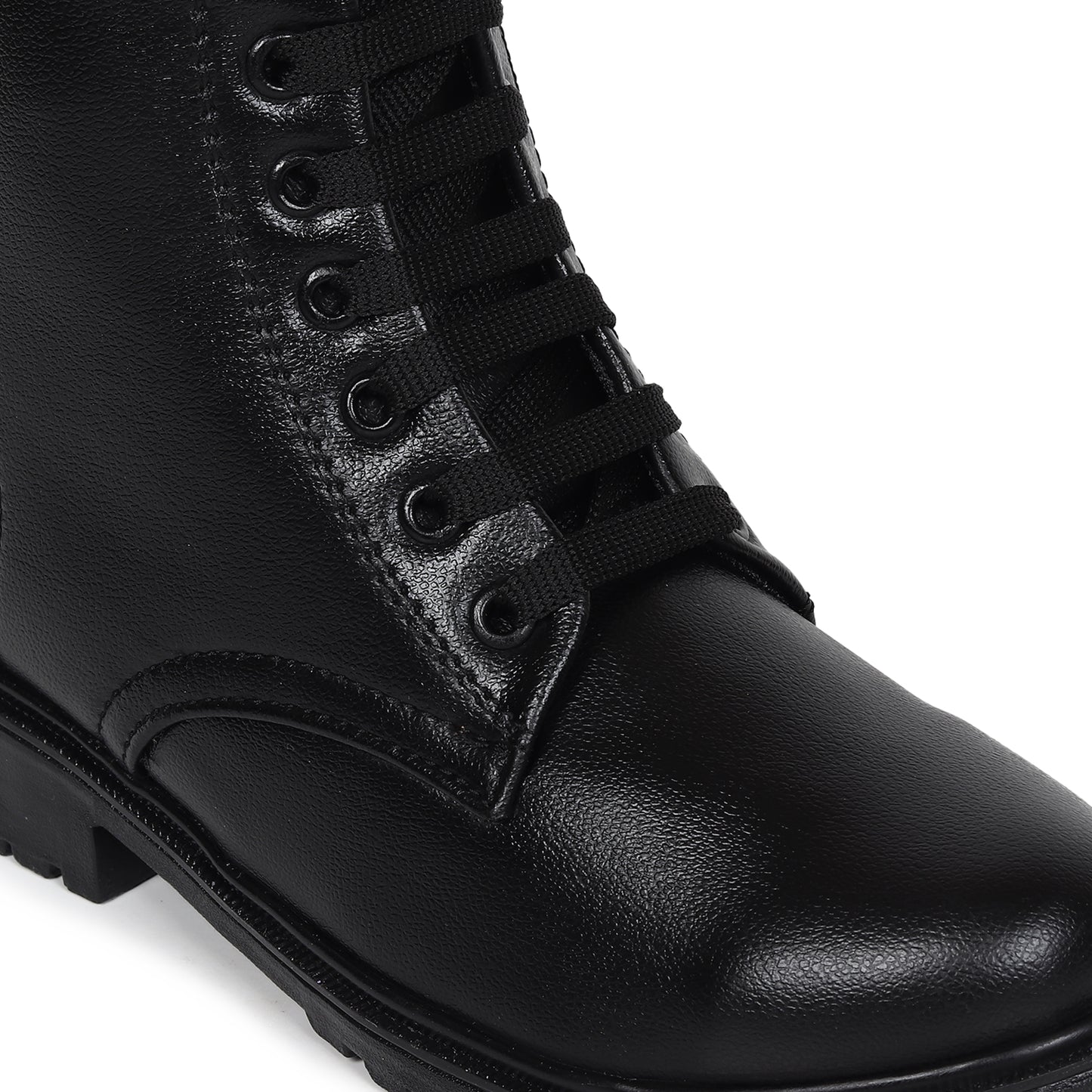 High Ankle Combat Black Boots for Women