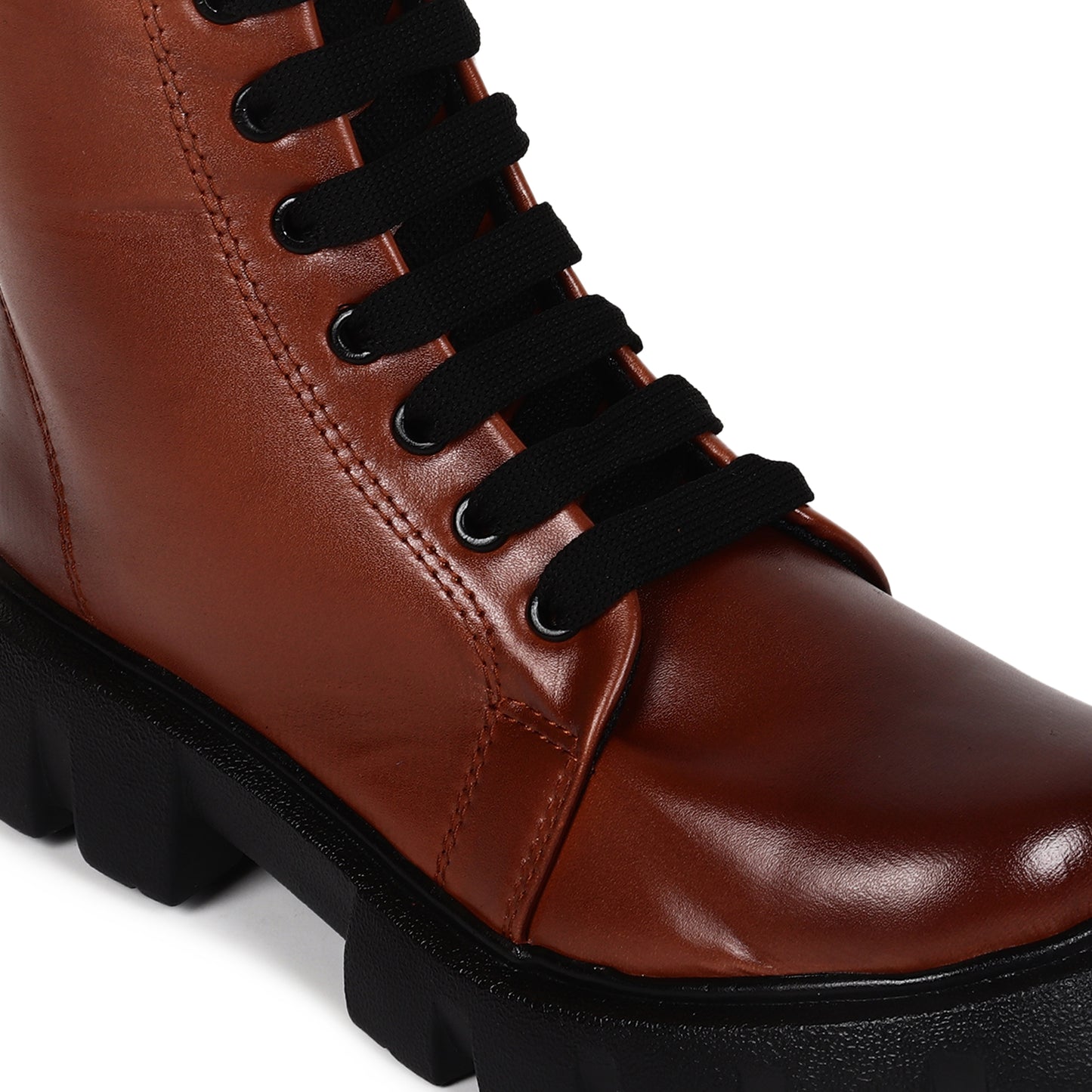 Patent Leather Tan High Ankle Boots for Women