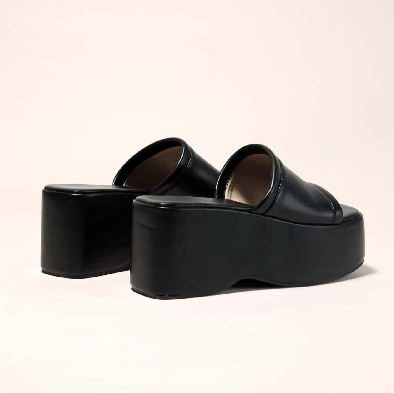 Black Platform Slide Sandals
