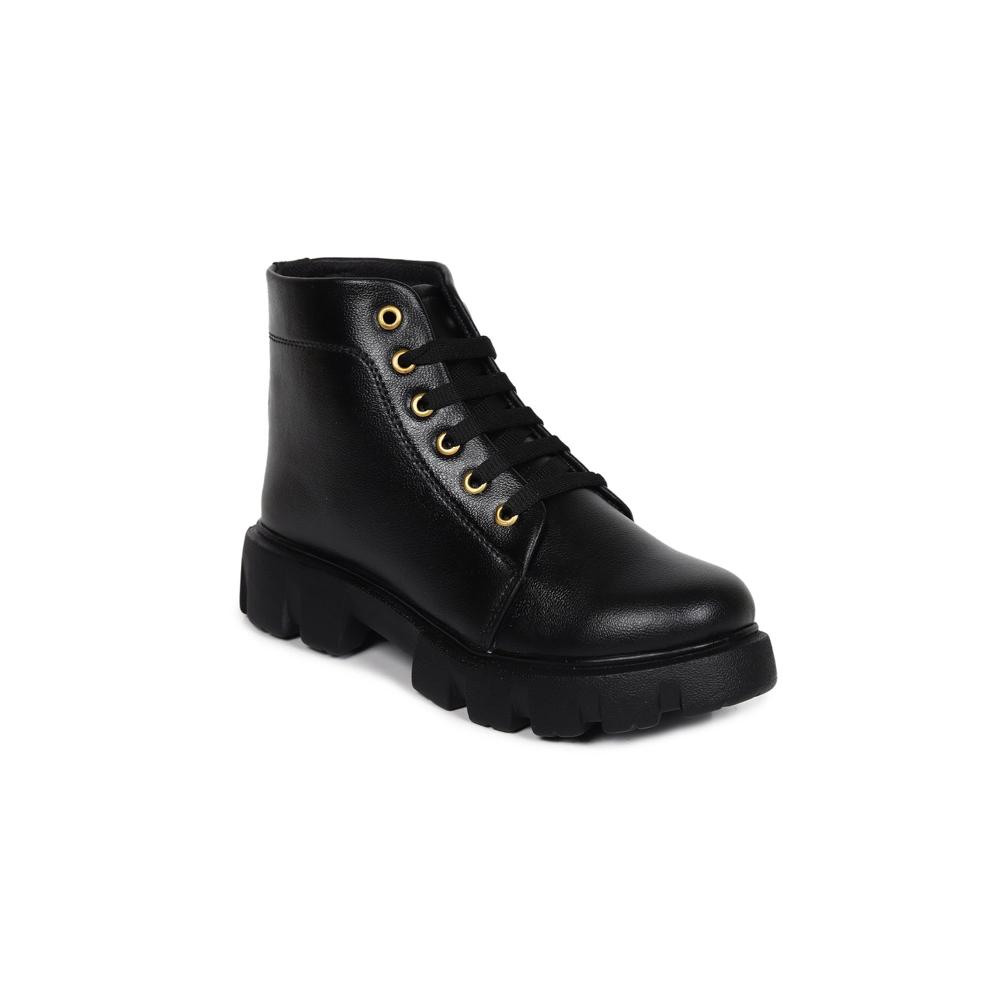 Classic Black Low Ankle Chunky Boots for Women