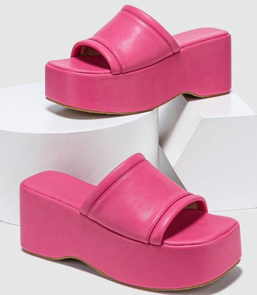 Pink Platform Slide Sandals