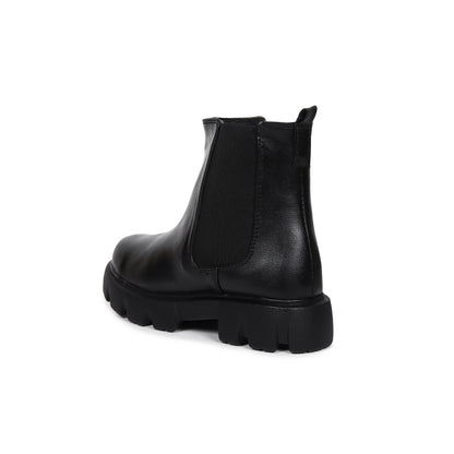 Black Chunky Chelsea Boots for Women