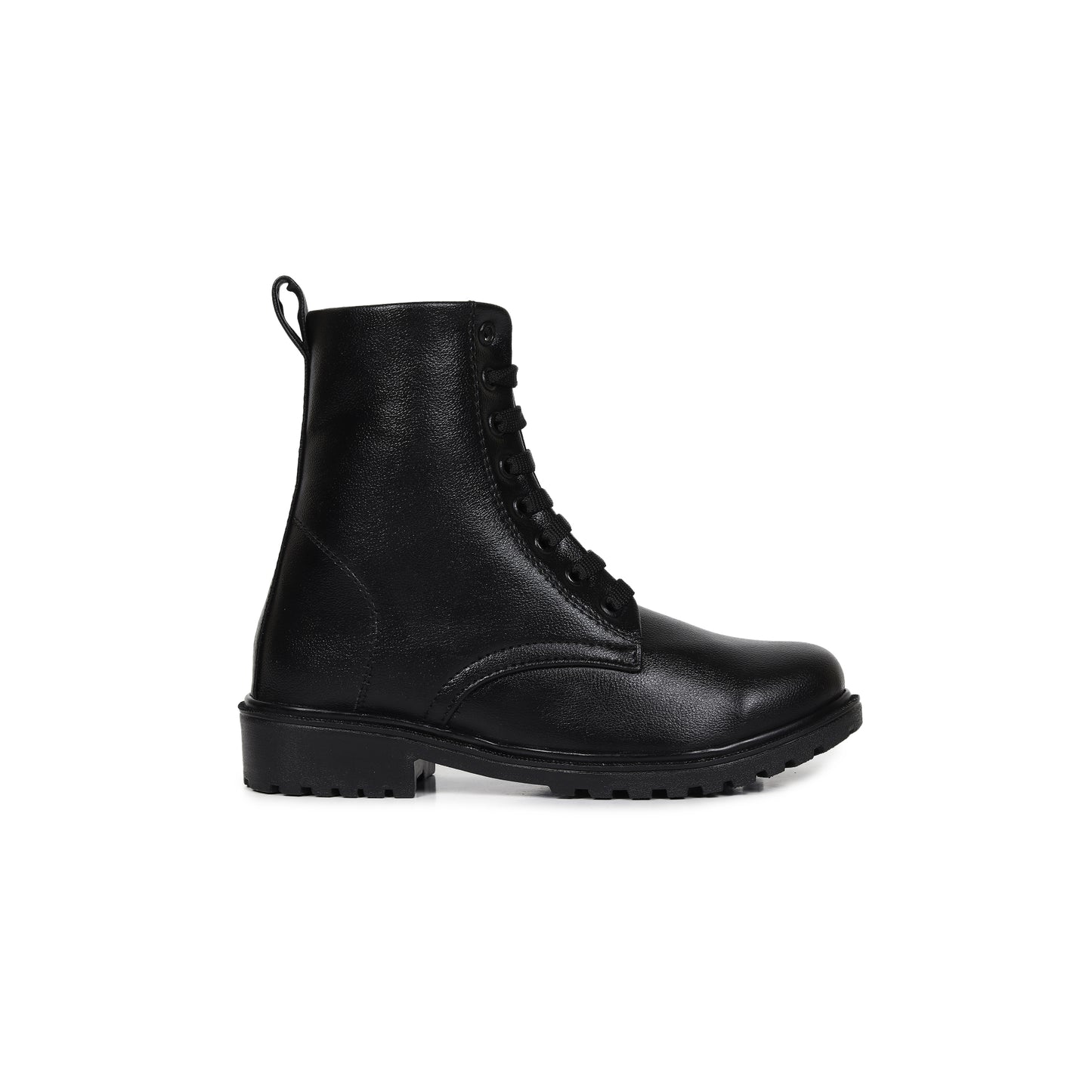 High Ankle Combat Black Boots for Women