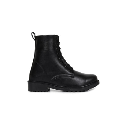 High Ankle Combat Black Boots for Women
