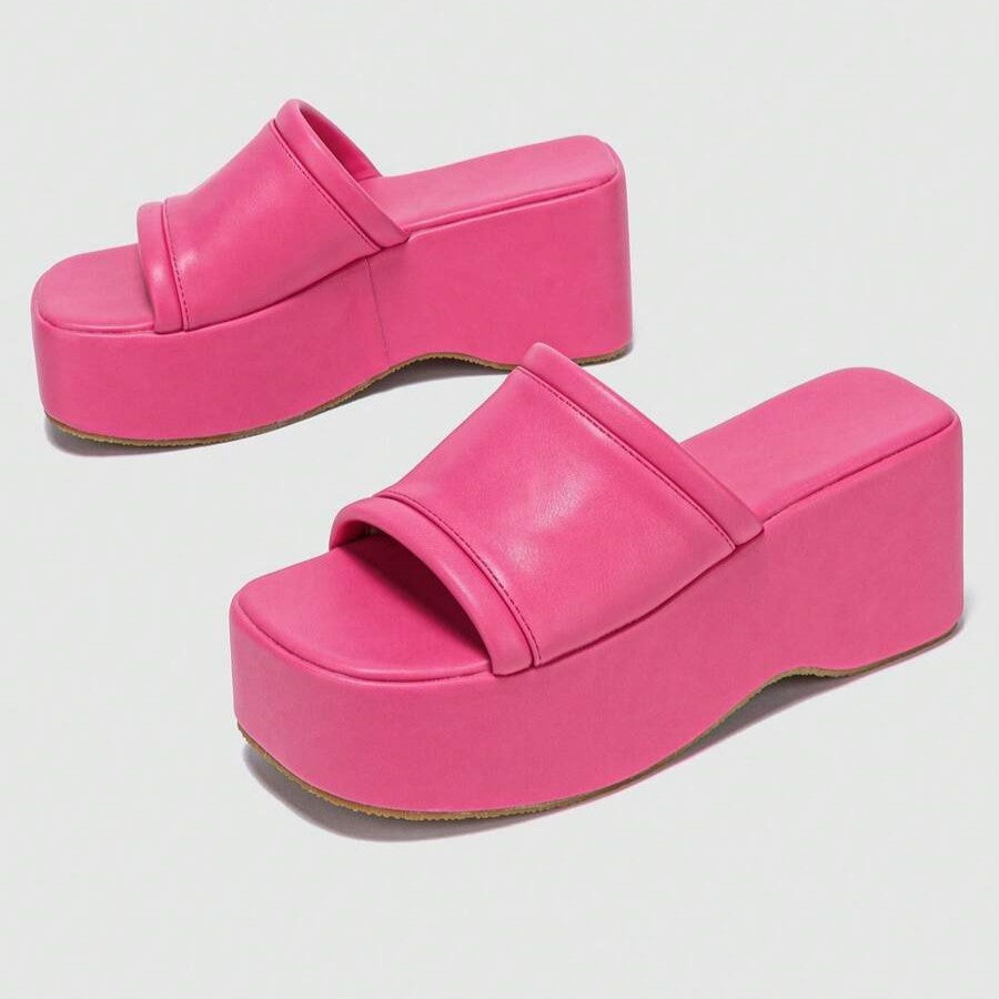 Pink Platform Slide Sandals