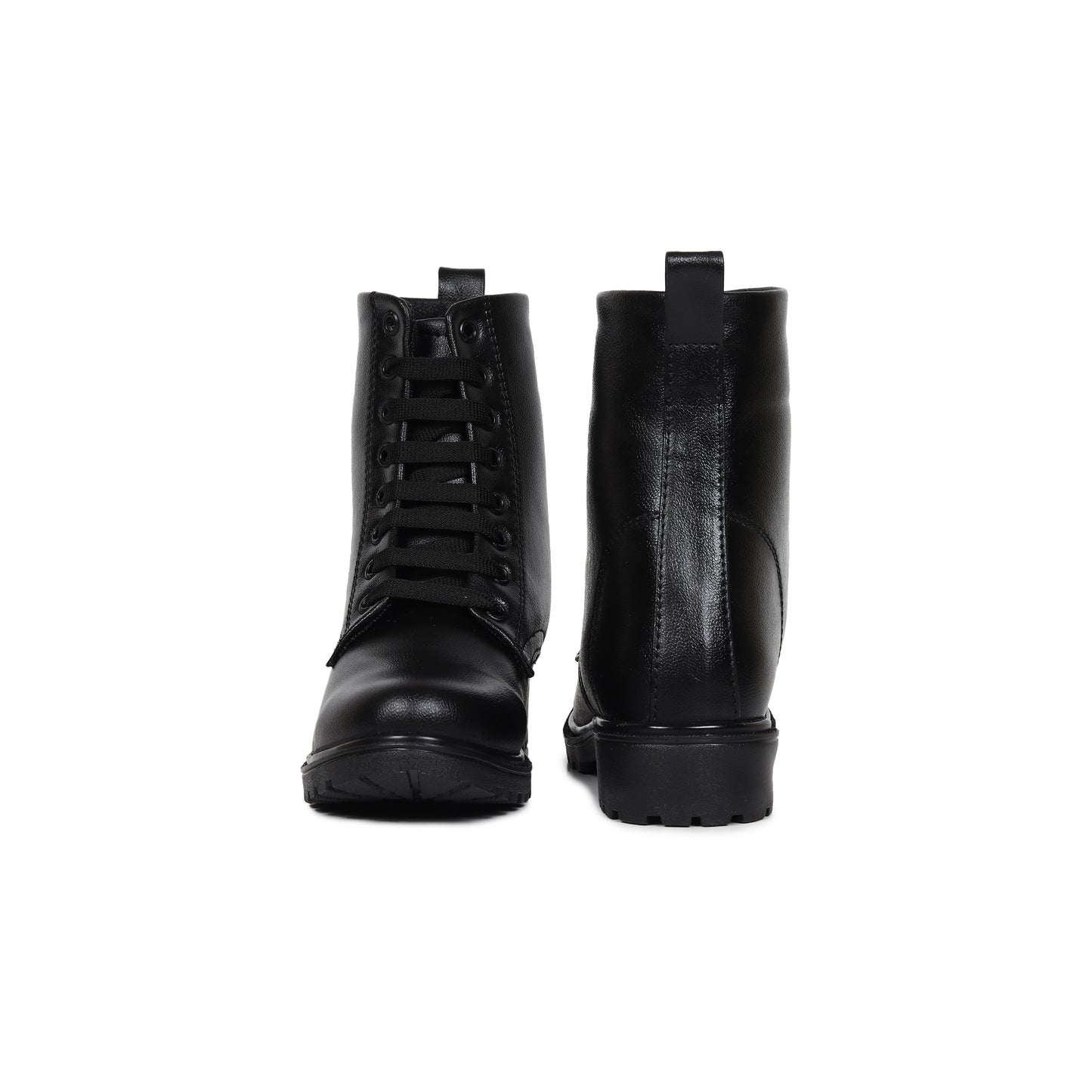High Ankle Combat Black Boots for Women