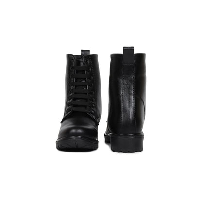 High Ankle Combat Black Boots for Women