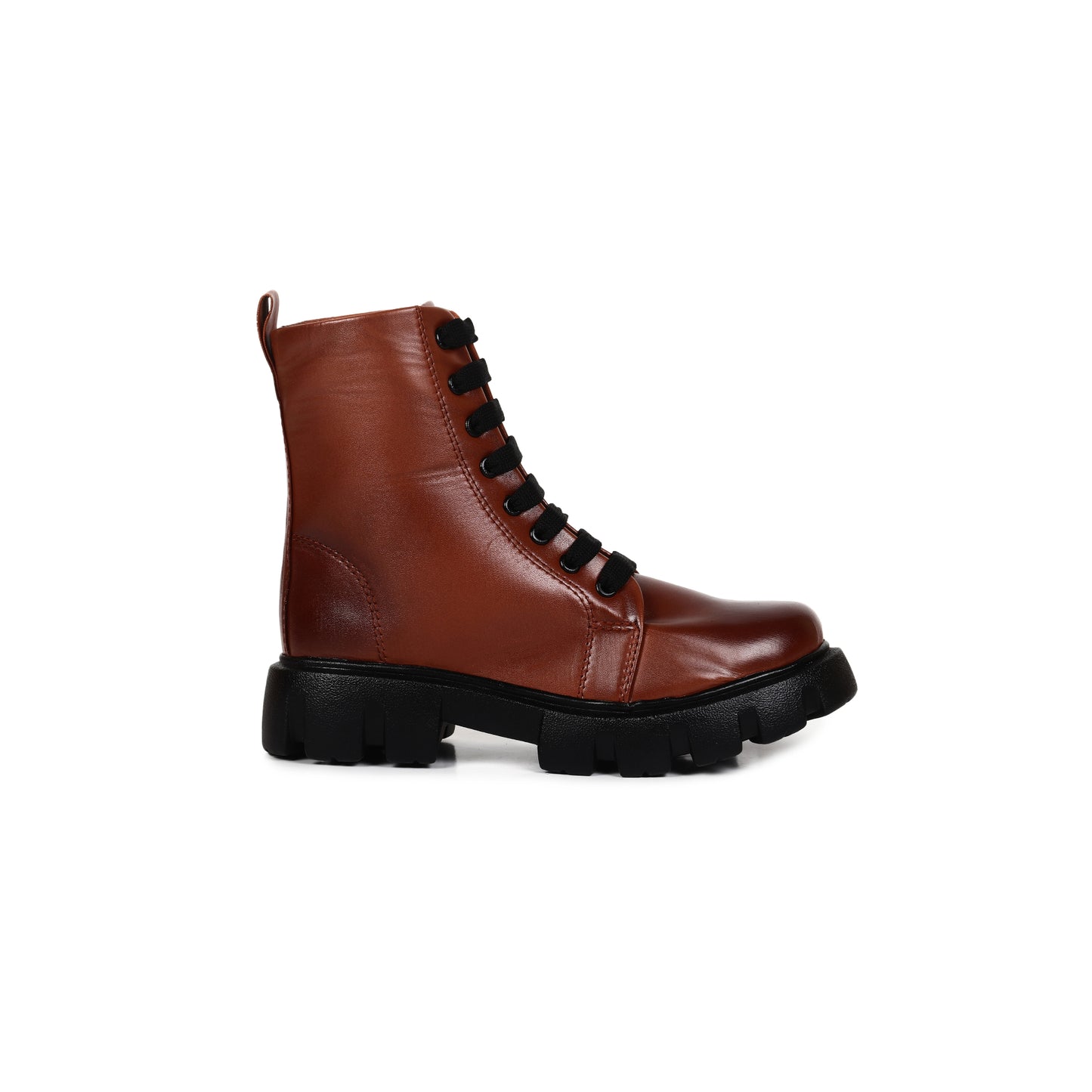 Patent Leather Tan High Ankle Boots for Women