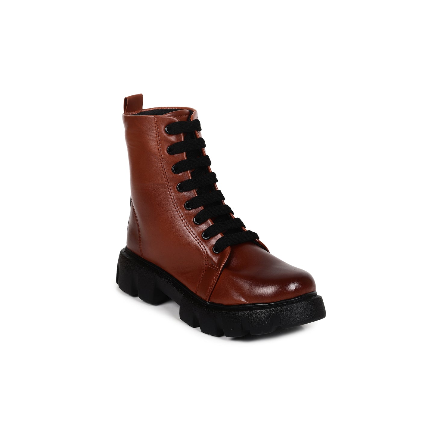 Patent Leather Tan High Ankle Boots for Women
