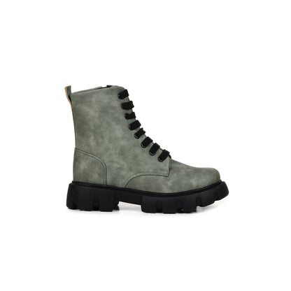 Grey Suede High Ankle Boots for Women