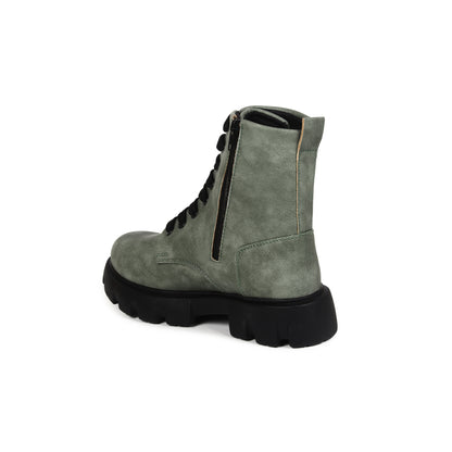 Grey Suede High Ankle Boots for Women