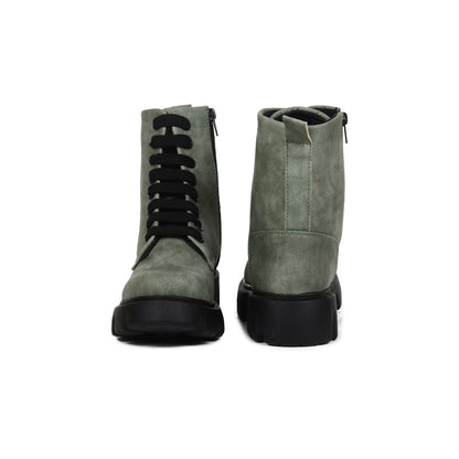 Grey Suede High Ankle Boots for Women