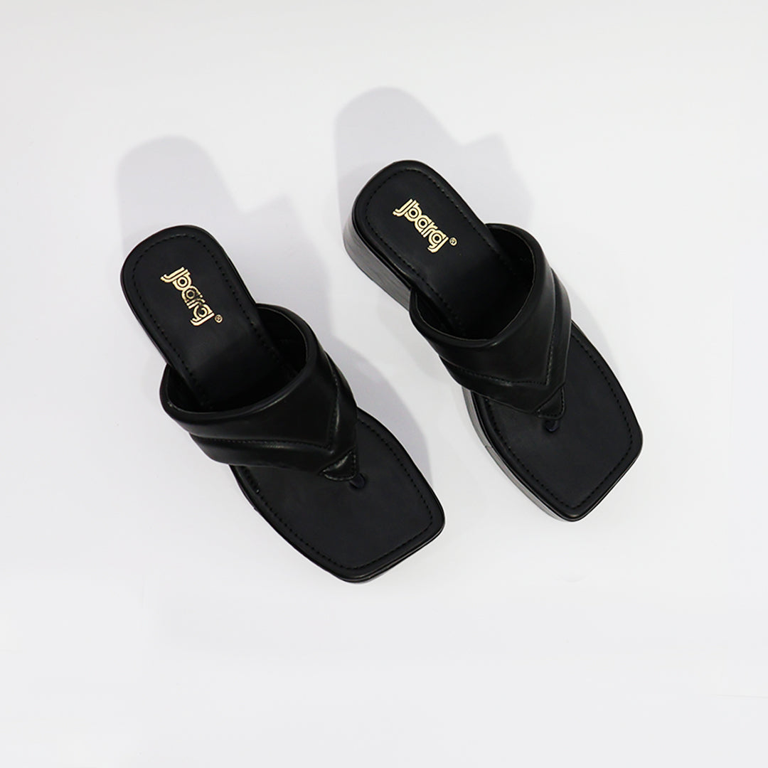 Sleek Noir Platform Wedge Flip-Flops