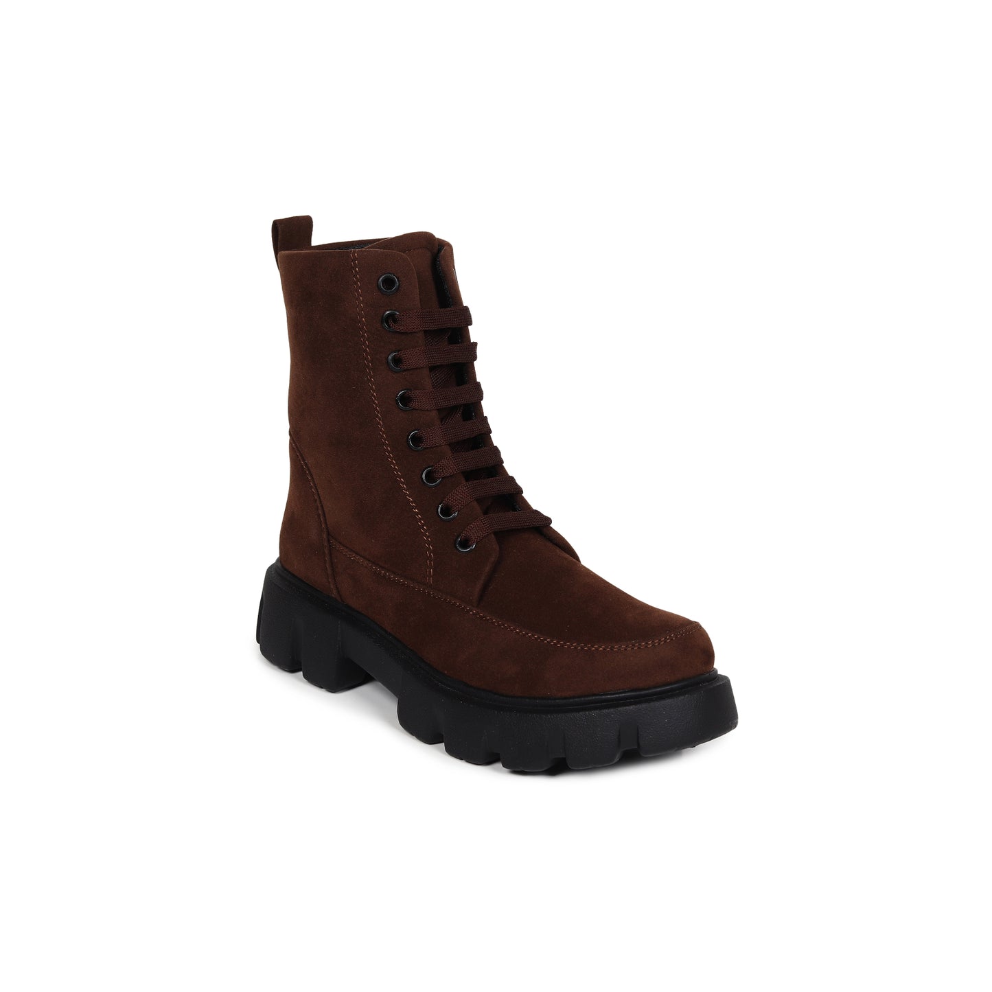 Brown Suede Front Lace-up Boots for Women