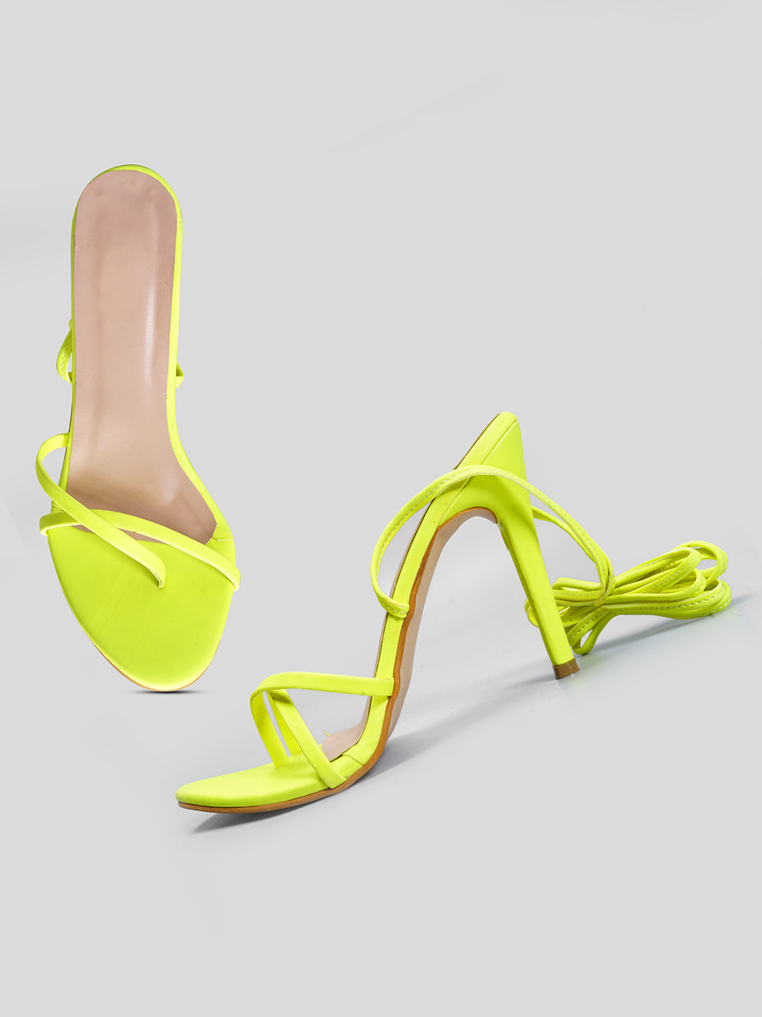 Neon open toe heels