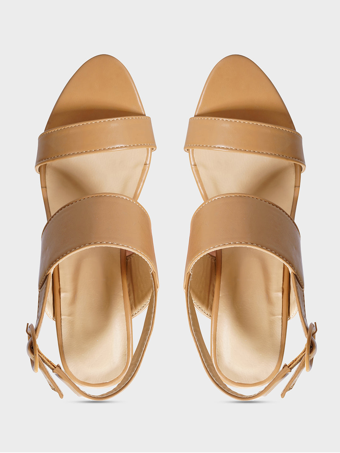 Tan Back Strap block heels