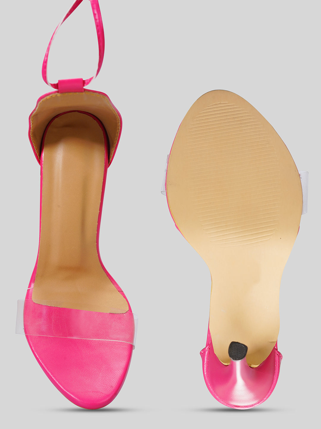 Pink Clear strap lace up heels