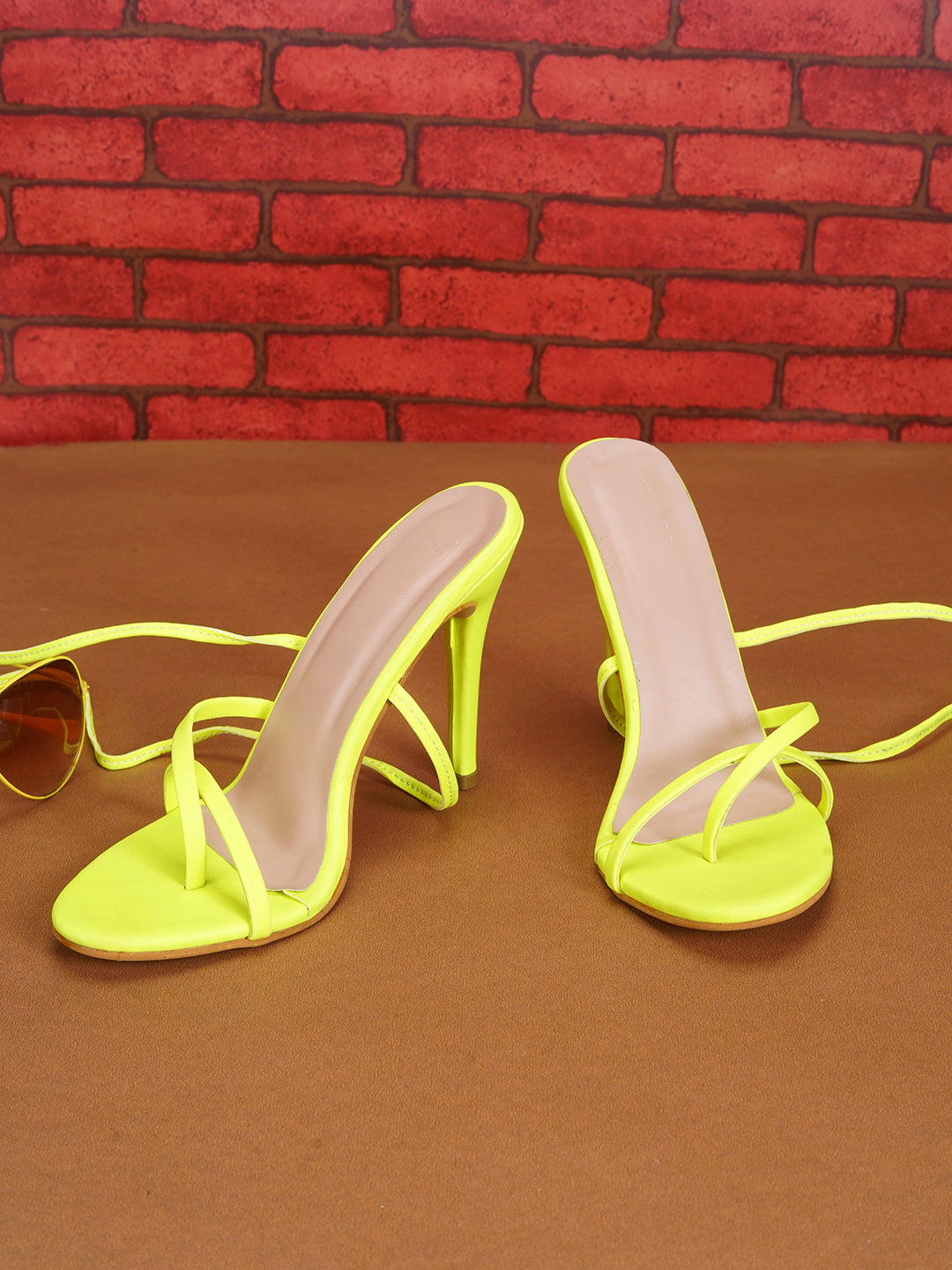 Neon open toe heels