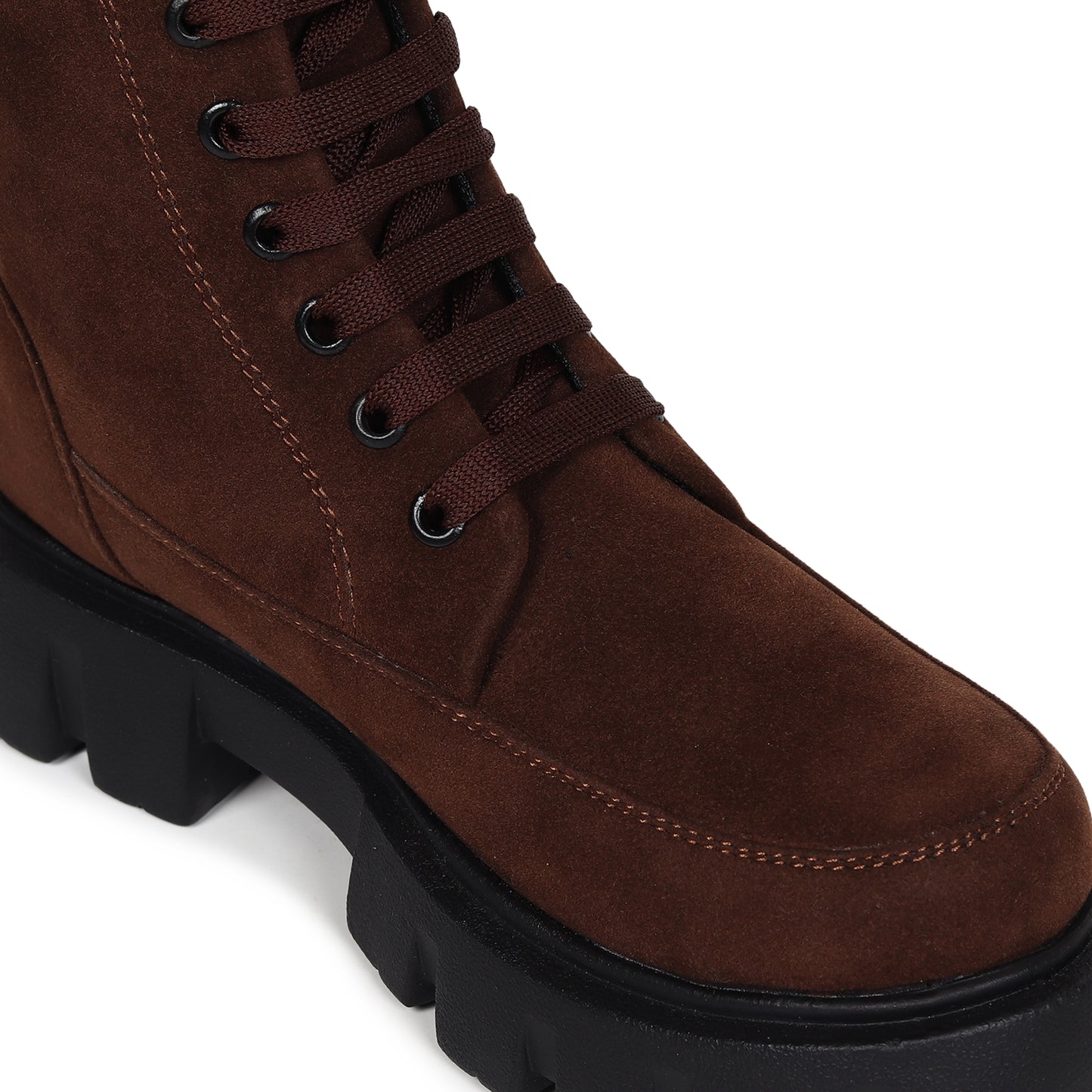 Brown Suede Front Lace-up Boots for Women