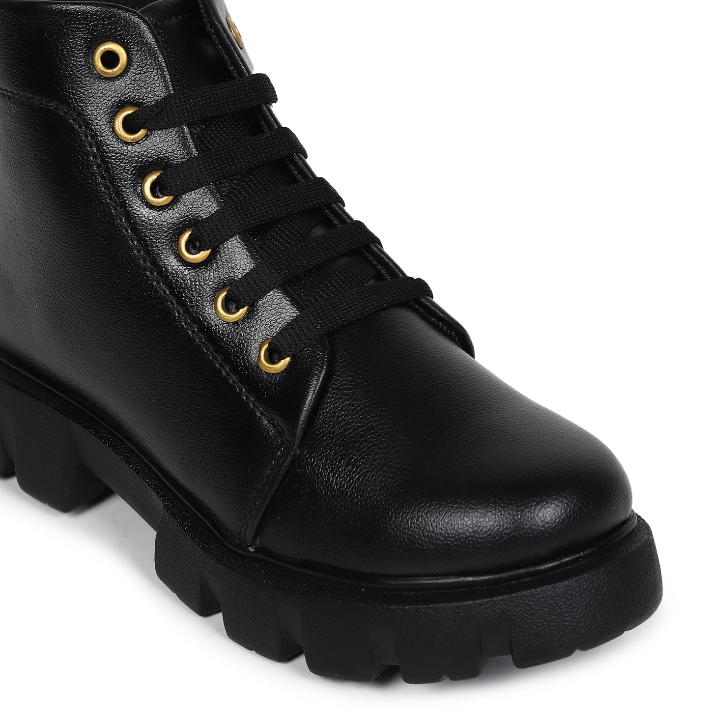 Classic Black Low Ankle Chunky Boots for Women