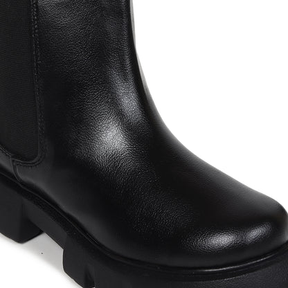 Black Chunky Chelsea Boots for Women