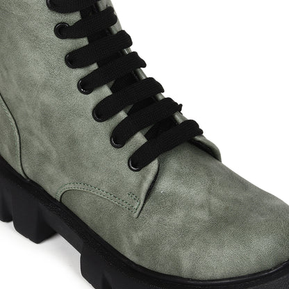 Grey Suede High Ankle Boots for Women
