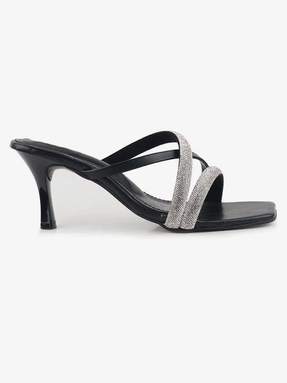 Black Rhinestone Heels