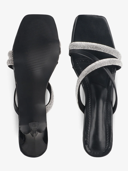 Black Rhinestone Heels