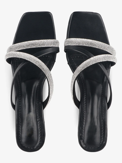 Black Rhinestone Heels