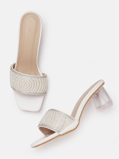 Pearl Embellished Transparent heels